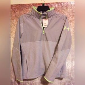 UNDER ARMOUR INFARED Pullover 1/4 Zip Jacket, Grey/Lime YXL